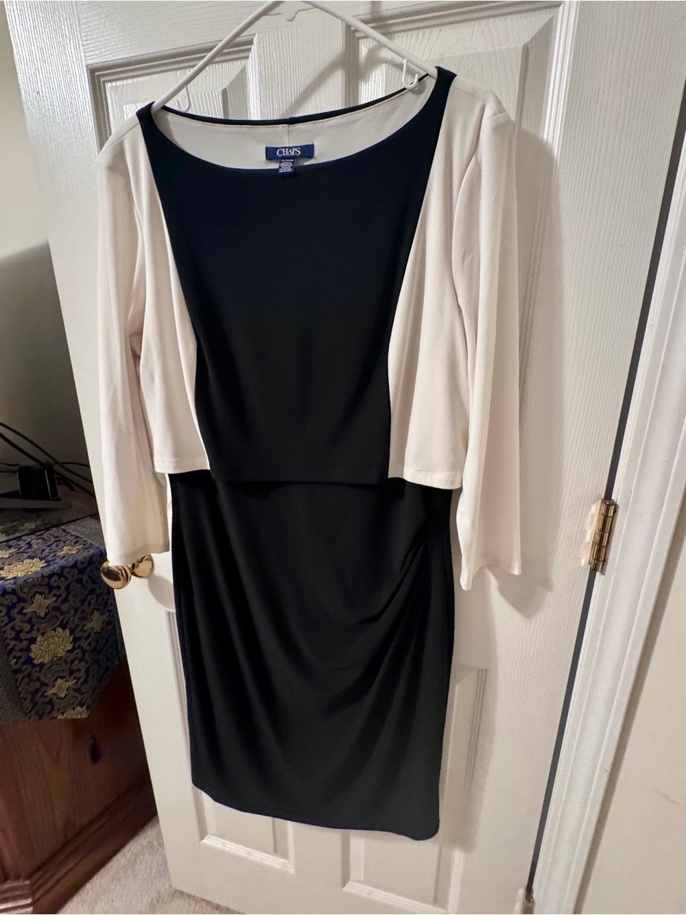 Chaps Chic 3/4 Sleeve Black & White Stripe Dress – XL